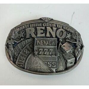 Reno Nevada Belt‎ Buckle Biggest Little City 1984 Gambling Casino Great American